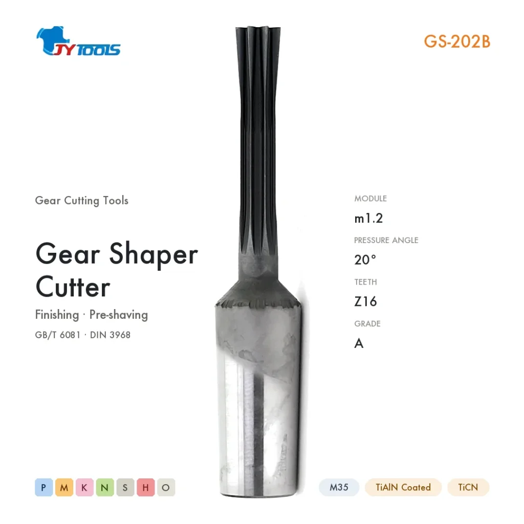 GS-202B gear shaper cutter — m1.2, 20° pressure angle, Z16, M35 TiAlN coated