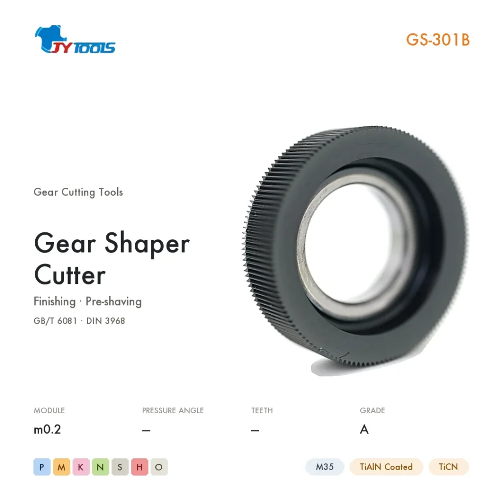 GS-301B disc-type gear shaper cutter — module m0.2, M35 TiAlN coated