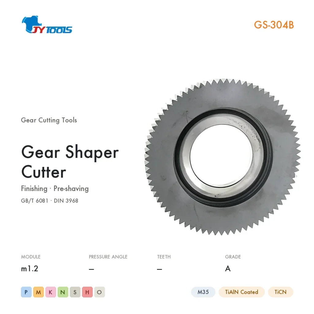 GS-304B disc-type gear shaper cutter — module m1.2, M35 TiAlN coated