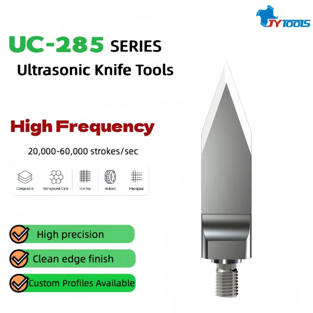 UC-285 Series ultrasonic knife tools – elongated spearhead profile for controlled deep and straight cuts