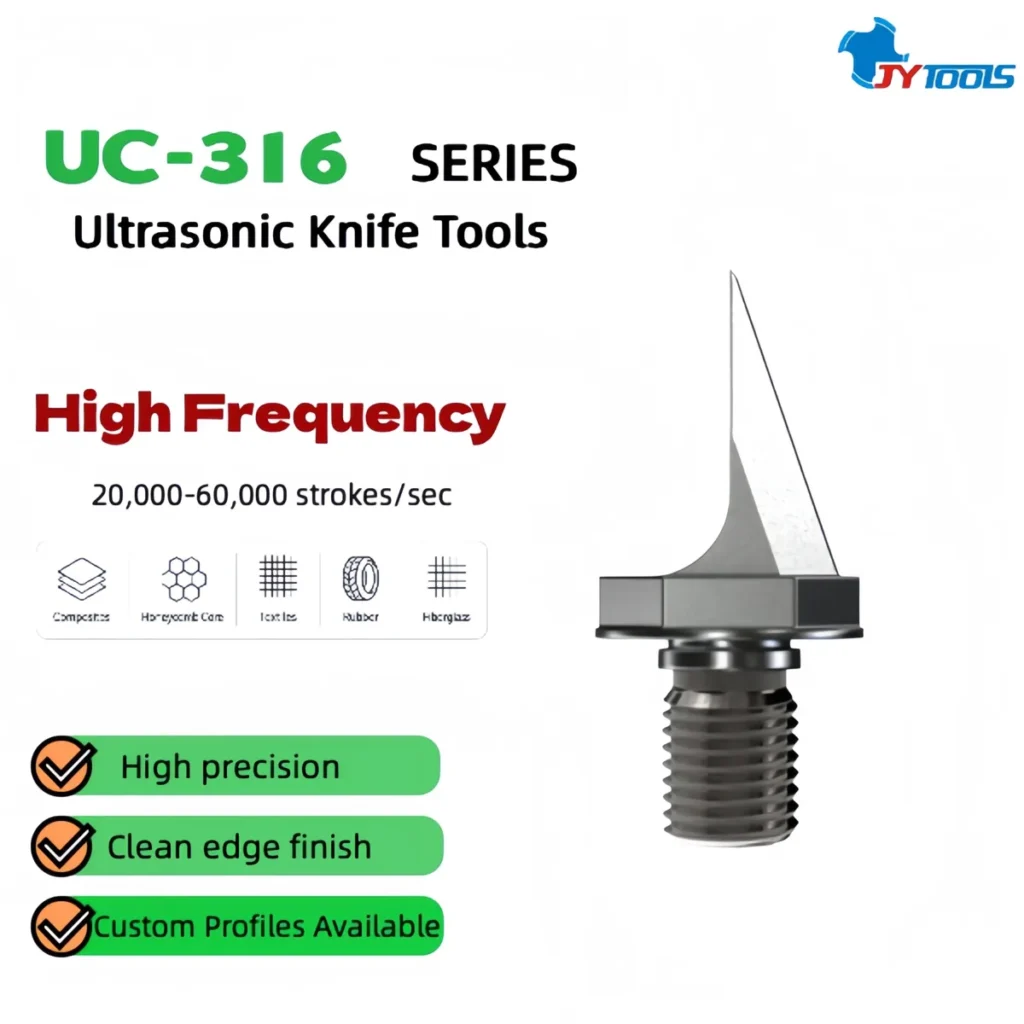 UC-316 Series ultrasonic knife tools – slim pointed profile for fine and narrow cutting paths