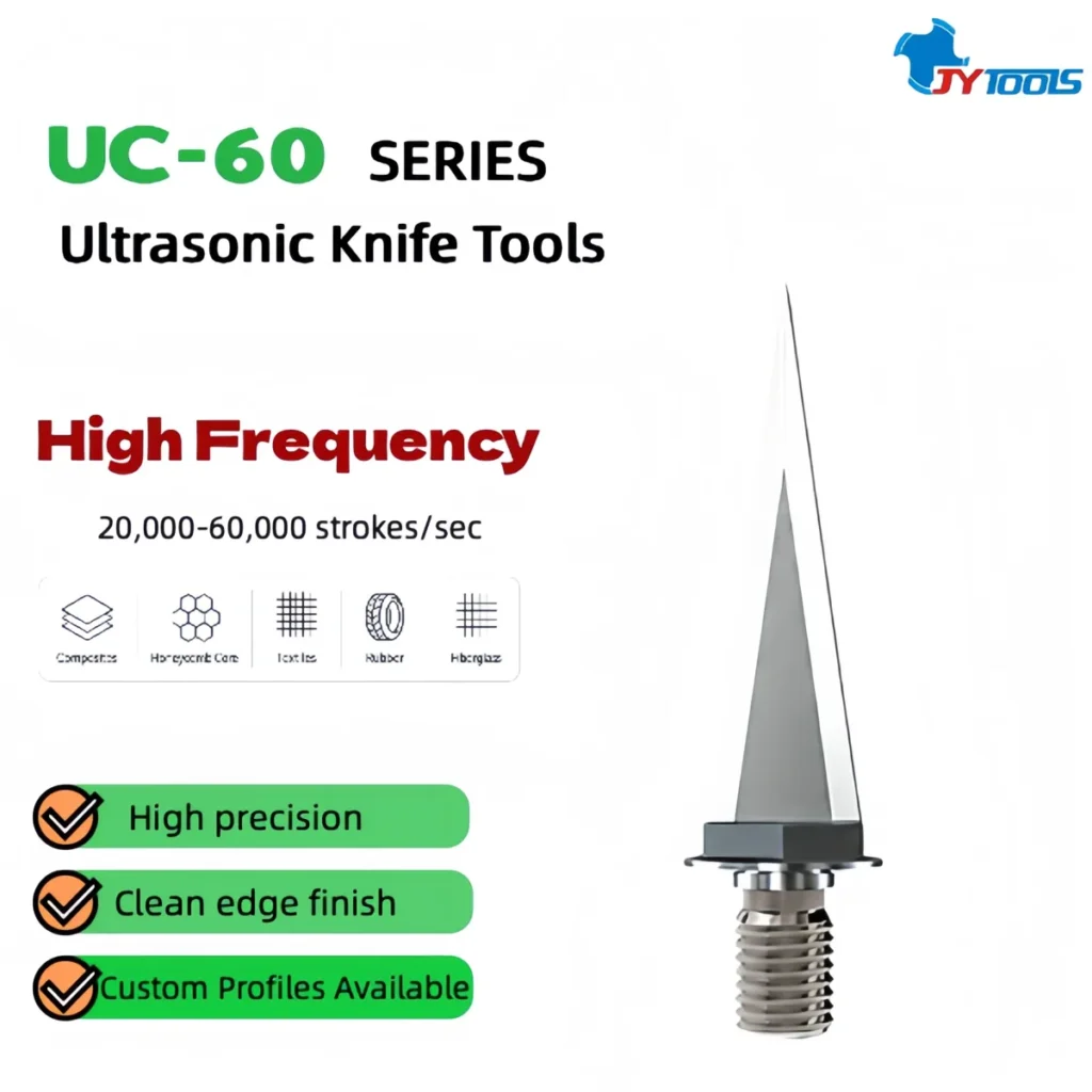 UC-60 Series ultrasonic knife tools – classic pointed profile with hexagonal base for versatile precision